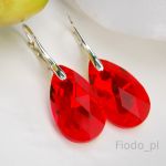KOLCZYKI SIAM CZERWIEŃ KRYSZTAŁY SWAROVSKI MIGDAŁ - 2