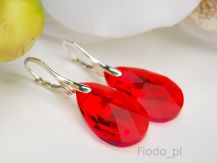 KOLCZYKI SIAM CZERWIEŃ KRYSZTAŁY SWAROVSKI MIGDAŁ