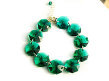  BRANSOLETKA CIEMNA ZIELEŃ EMERALD OCTAGON