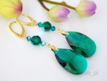 DŁUGIE KOLCZYKI EMERALD W ZŁOCIE