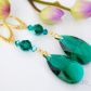 DŁUGIE KOLCZYKI EMERALD W ZŁOCIE