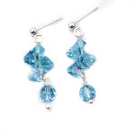 KOLCZYKI SZTYFTY BICONE AQUAMARINE - 2