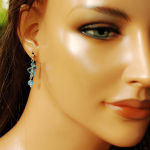 KOLCZYKI SZTYFTY BICONE AQUAMARINE - 6