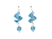 KOLCZYKI SZTYFTY BICONE AQUAMARINE