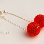 DŁUGIE KOLCZYKI KULKI 1,4 CM POMARAŃCZ - 2