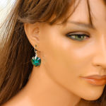 KOLCZYKI SERCE SWAROVSKI CIEMNA ZIELEŃ - 5