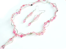 Kolia kolczyki naszyjnik z kryształami Swarovski jasny róż różowa do sukienki