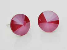 Sztyfty koła cyrkonie rivoli koralowy róż peony pink  kryształ