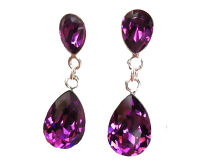 DŁUGIE MIGDAŁY AMETHYST FIOLET ŁEZKI SWAROVSKI