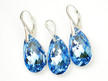 Migdał jasny szafir komplet 22 mm kryształ Swarovski