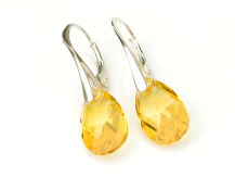 Kolczyki małe migdały żółte kryształ Swarovski