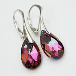Kolczyki małe migdały róż z efektem kryształy Swarovski - 2