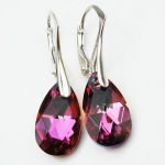 Kolczyki małe migdały róż z efektem kryształy Swarovski - 3