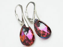 Kolczyki małe migdały róż z efektem kryształy Swarovski