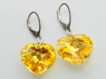 Kolczyki duże serca żółte Swarovski Crystals 18 mm