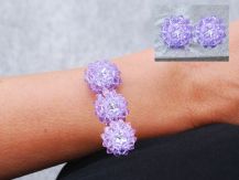 BRANSOLETKA Z KORONKOWYCH OCZEK VIOLET FIOLET