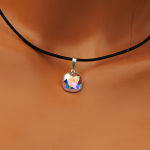 Piękny wisiorek szlif jak diamenty square opalizujący Crystal AB Swarovski - 12